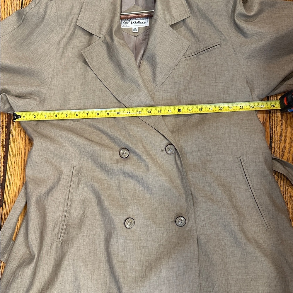 VINTAGE☔️J. GALLERY WOMENS SIZE 14 DARK TAN DOUBLE BREASTED LONG TRENCH COAT - Picture 11 of 11